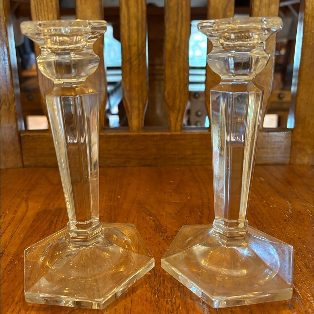 Mikasa Cambridge Clear Crystal Candlestick Pair — New Without Box - Picture 1 of 15